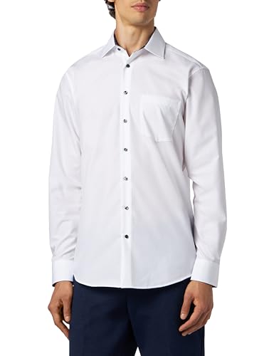 Seidensticker Męska koszula z długim rękawem o regularnym kroju, biały, 39