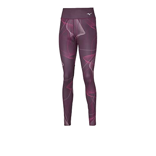 Mizuno Damskie rajstopy z nadrukiem bieganie, wino winogronowe, M