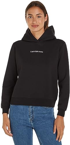 Calvin Klein Jeans Damska bluza z kapturem Institutional Regular, Czarny, XXL