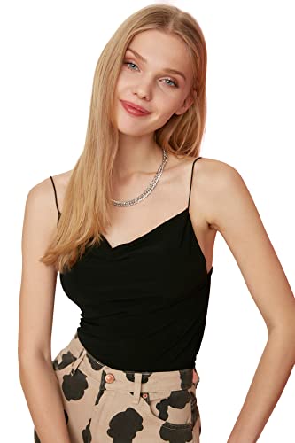 Trendyol Women's czarna Degaje, dziergana bluzka bluzka, czarna, rozmiar L
