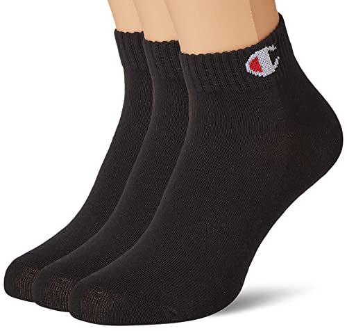 Champion Unisex dziecięce skarpety Core- Junior 3PP Quarter, czarny, 43-46 EU