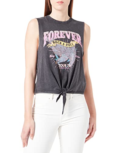 ONLY Onllucy S/L Knot Eagle Box JRS Top, Czarny/nadruk: na zawsze, XS