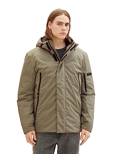 TOM TAILOR Denim Męska kurtka zimowa Technical z kapturem, 10415-dusty Olive Green, S
