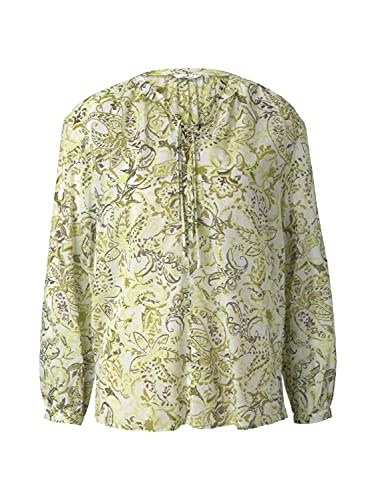 TOM TAILOR Damski Wzorzysta bluzka z detalami do wiązania 1025804, 26974 - Green Paisley Design, 36