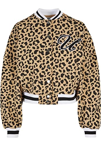 Urban Classics Damska kurtka damska AOP Oversized College Sweat Jacket, Unionbeigeleo/Black, XS