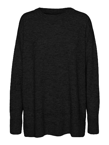 VERO MODA Damski sweter z dzianiny VMFILUCA LS O-Neck Long Pullover GA NOOS, czarny, M
