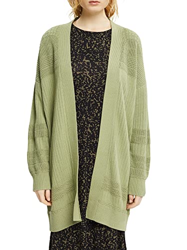 edc by ESPRIT Otwarty kardigan z mieszanki prążkowanej, Light Khaki, M