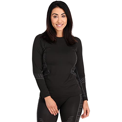 Spyder Damska koszulka z okrągłym dekoltem Momentum Base Layer, czarna, X XXL