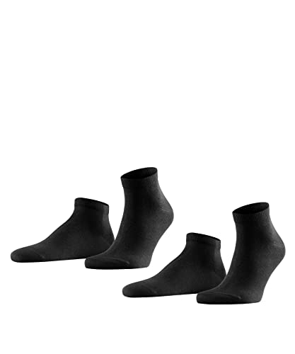 FALKE Mężczyźni Skarpety do trampek Happy 2-Pack M SN Bawełna krótkie jednokolorowe 2 Pak, Czarny (Black 3000), 43-46