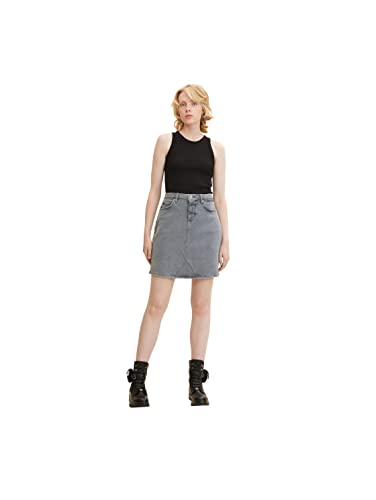 TOM TAILOR Denim Damski spódnica jeansowa mini 1032881, 10212 - Clean Light Stone Grey Denim, S