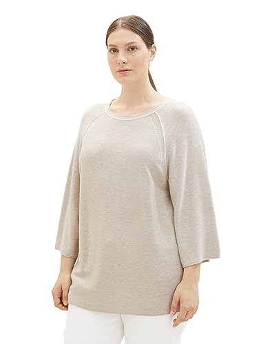TOM TAILOR Damski sweter ze strukturą, 32398-clouds Grey Melange, 48, 32398-Clouds Grey Melange, 48 Duże rozmiary