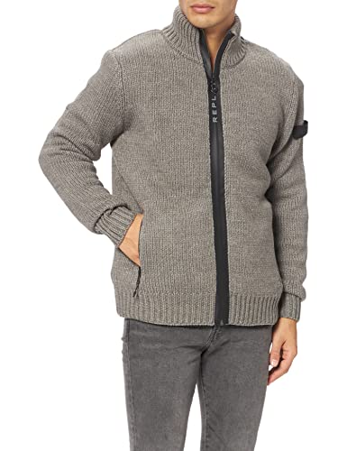 Replay Męska kurtka z dzianiny, M04 Grey Med Melange, XXL