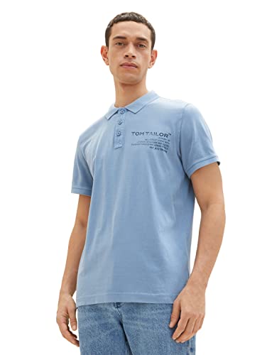 TOM TAILOR Męska koszulka polo 1035641, szara, niebieska (Mid Blue), M, 12364 - Greyish Mid Blue, M