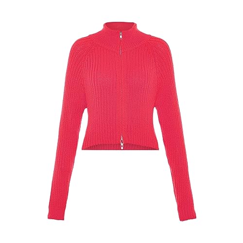 myMo Damski kardigan prążkowany różowy XL/XXL, Rosa, XL