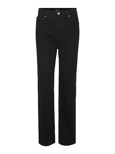 VERO MODA Damskie spodnie dżinsowe VMKITHY HR Loose Straight LI124 NOOS, Black Denim, 28/32