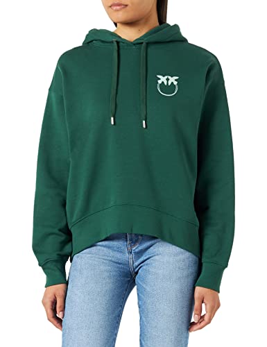 PINKO Damska bluza Miriam z bawełny, sweter z kapturem, Sn2_Mult.zielona/różowa, S