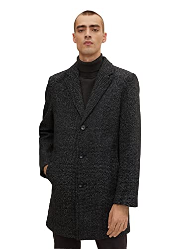 TOM TAILOR Męskie płaszcz wełniany 1032502, 30510 - Grey Marble Check Wool, S