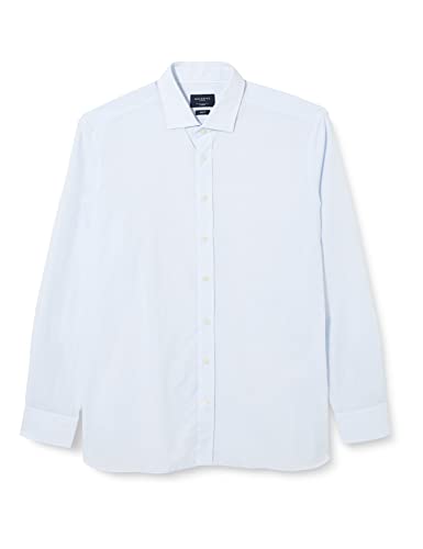 Hackett London Męska koszula z bawełny i lnu, NIEBIESKI, L