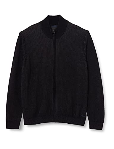 Pierre Cardin Męska kurtka dzianinowa Zip Bicolor Rib Structure, niebieski, L