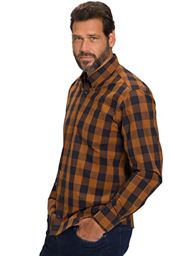 JP 1880 Męska koszula w kratkę 1/1, MF, koszula BD, rdzawa, 3XL, kolor rdzy, 3XL