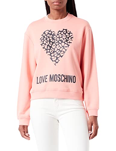 Love Moschino Damska bluza o regularnym kroju z maxi zwierzęcym sercem i logo, Rosa, 40
