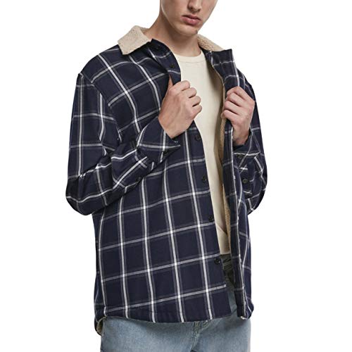 Urban Classics Kurtka męska Sherpa Lined Shirt Jacket kurtka dżinsowa, wielokolorowy (Navy/Wht 00159), S