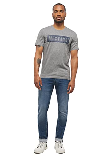 MUSTANG Damska koszulka z logo Alex C, Mid Grey Melange 4140, S