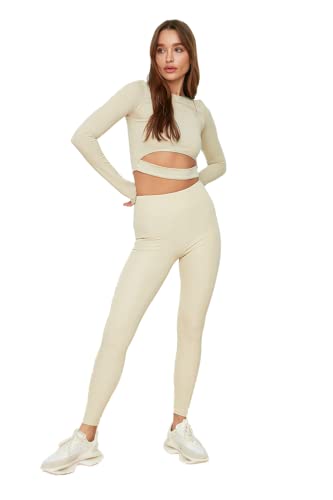 Trendyol Damskie legginsy sportowe z wysokim stanem Skinny Fit Full Size, Skała, X-Small