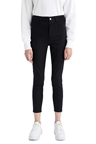 DeFacto Damskie spodnie do biegania z dzianiny na co dzień – standardowy krój, spodnie do joggingu, damskie spodnie do joggingu, dres do joggingu, czarny, 34