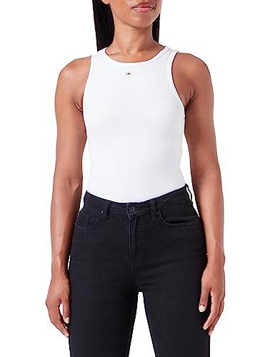 Tommy Jeans Damska koszulka bez rękawów Tjw Essential Rib Inna dzianina, biały, XXS