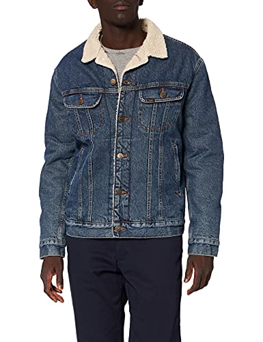Lee Męska kurtka jeansowa Sherpa Rider, Bleu (Dark Stone Ss), Rozmiar uniwersalny Duże Rozmiary
