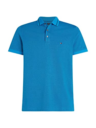 Tommy Hilfiger Męska koszulka polo Pretwist Mouline S/S, Shocking Blue/Pustynne Sky Moulin, XXL