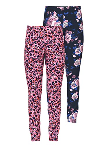 Bestseller A/s NKFVIVIAN 2P AOP legginsy N1, Dark Sapphire/Pack:Pink Cosmos, 134 cm