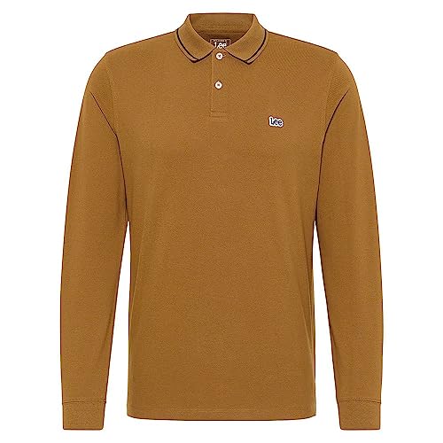 Lee Męska koszulka polo Ls Pique, brązowy, XXL