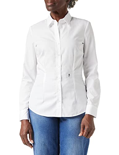 Seidensticker Damska bluzka z długim rękawem slim fit, biały (biały 01), 32