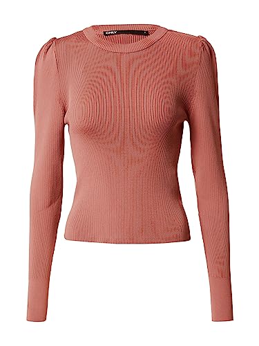 ONLY Damski sweter podkreślający sylwetkę bufiaste rękawy, Ró?owo-br?zowy, 3XL