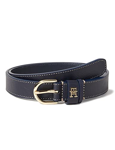 Tommy Hilfiger Damski pasek skórzany TH Timeless 2.5 Topstitch, niebieski (Kosmiczny Błękit), 90