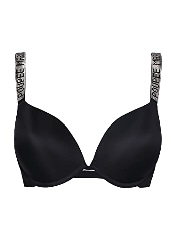 Marilyn Poupée damski biustonosz Mon Bijou Secret delikatne wkładki push-up, gładkie ramiączka, czarny, czarny, 70E