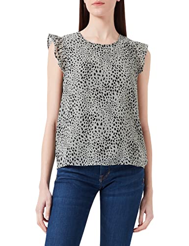 ONLY Damska bluzka Onlann Star S/L z falbankami Noos Ptm, trawa morska/kropki Leo, L