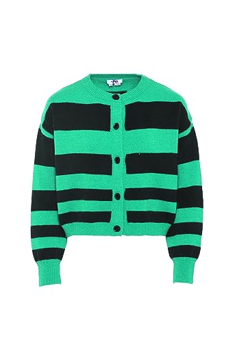 myMo Damski modny kardigan w paski akryl zielony czarny rozmiar XL/XXL, zielony czarny, XL