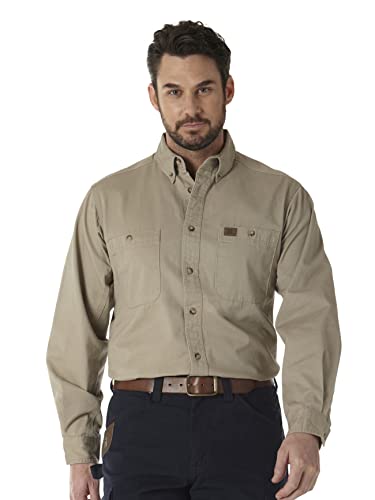 Wrangler Riggs Workwear Męska koszula robocza z długim rękawem Logger Twill - brązowa - duża wysoka