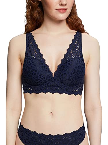 ESPRIT Bodywear damski biustonosz Flower LACE Wireless push-up, atrament, 75 B, niebieski (Ink), 75B