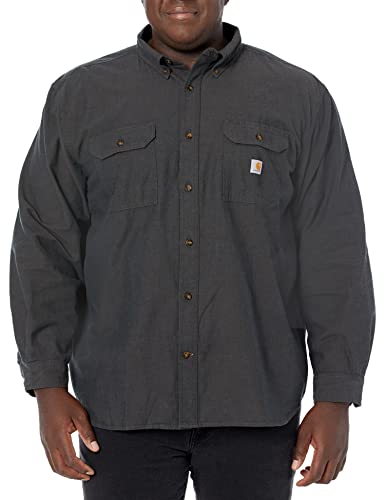Carhartt Męska koszula z długim rękawem do pracy na guziki z oryginalnym dopasowaniem, Czarny Chambray, XL Długi