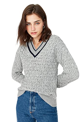 Trendyol Damska bluza TWOAW23KZ01452/Gri, szara, S, Szary, S