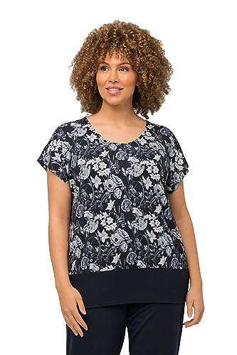 Ulla Popken Damska koszulka do jogi, z szerokim pasem, oversize, antybakteryjna, morski, 42/44