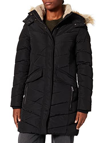 TOM TAILOR Damski Pikowany płaszcz ze sztucznym futrem i poliestru z recyklingu 1029461, 14482 - Deep Black, 3XL