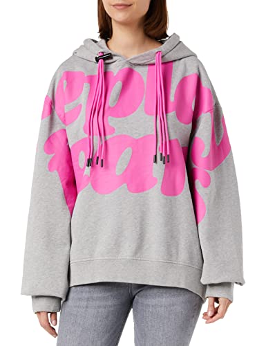 Replay Damska bluza z kapturem, M08 Melange Grey, M