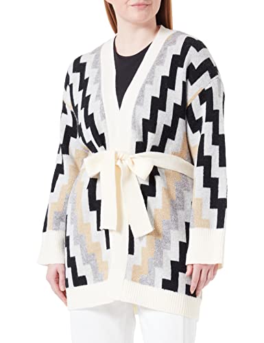 usha FESTIVAL Damski kardigan z dzianiny, Wełna biała, wielokolorowa, XS-S