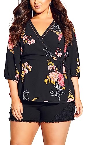 CITY CHIC Ukochana bluzka E/S damska plus size, Ukochany czarny, 44-Plus