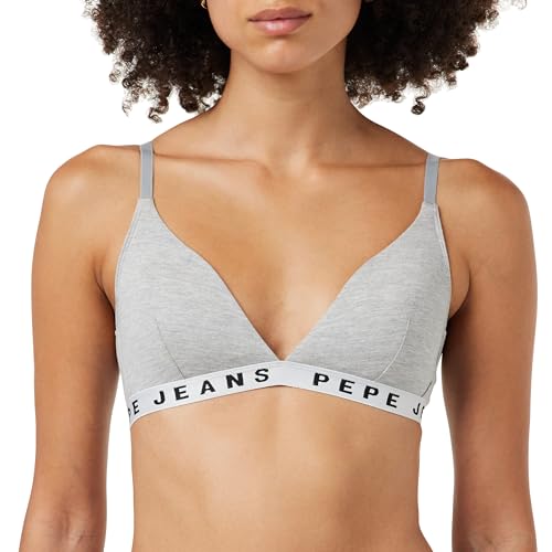 Pepe Jeans Damski biustonosz z logo B, szary Marl, XS, Szary melanżowy, XS